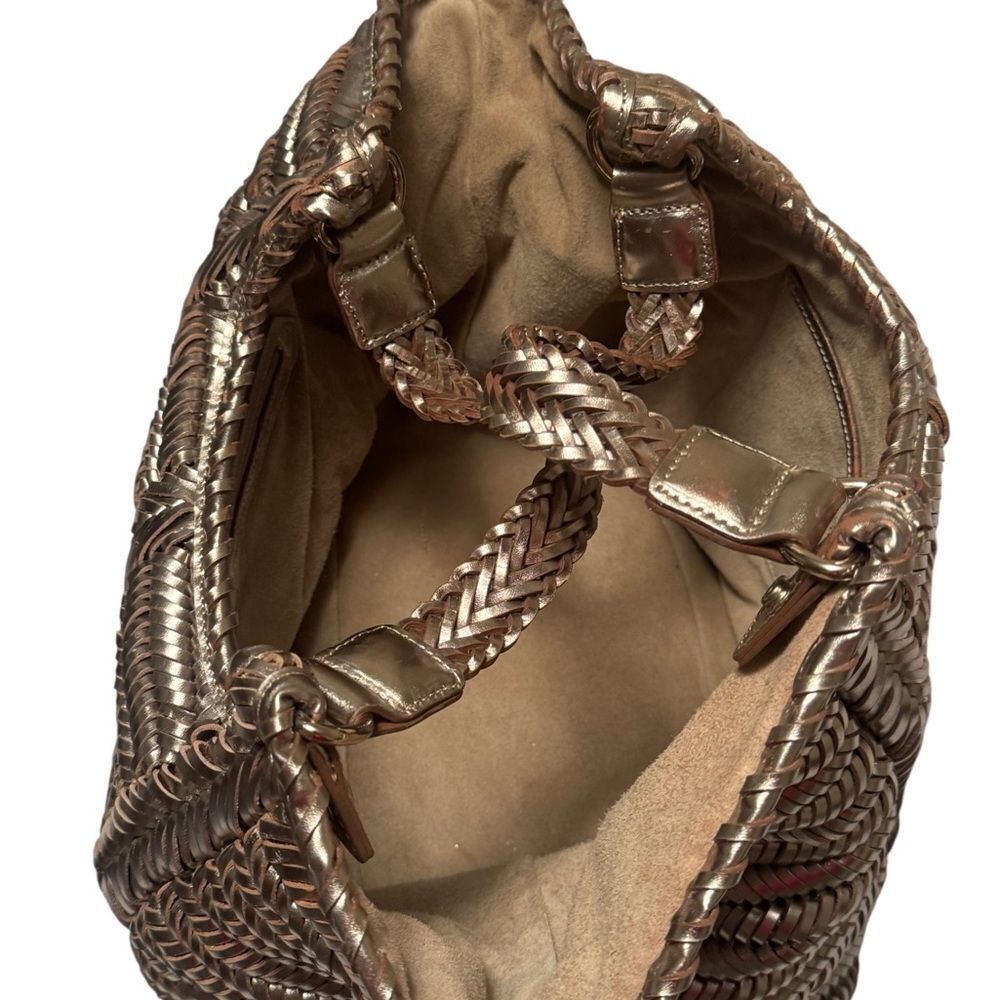 ANYA HINDMARCH Metallic Gold Woven Leather Large Neeson Tote Bag - Picture 12 of 13